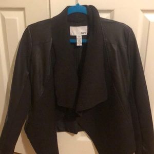 Bar III Women’s Drape-front faux leather jacket